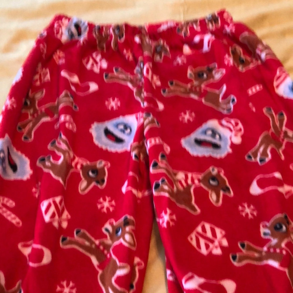 2 Rudolf the Red Nosed Reindeer pajama bottoms/medium and small child size